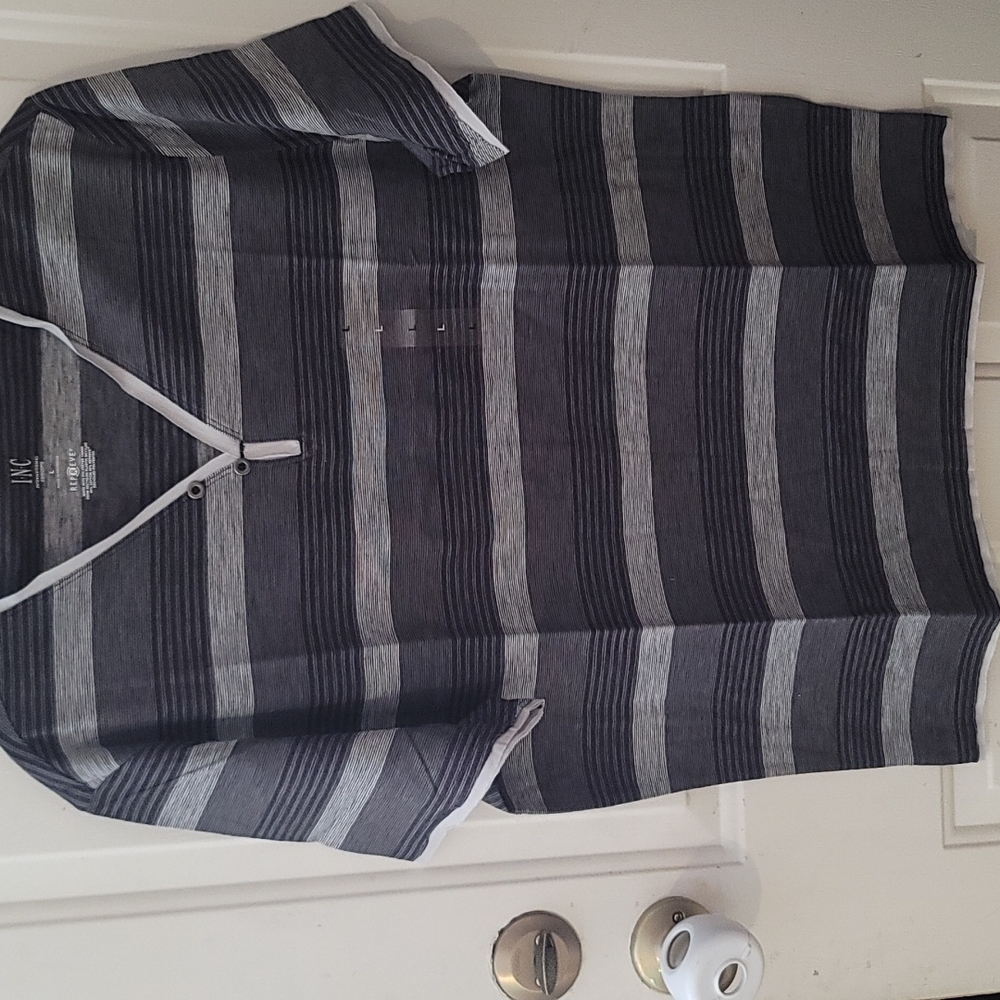 INC INTERNATIONAL CONCEPTS MEN'S STRIPED TEE: BLACK/GRAY: NWOT: SZ L